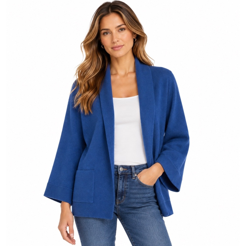 Pure Jill Womens Blue Open Front Shawl Collar Cardigan Sweater Size M RN 97641